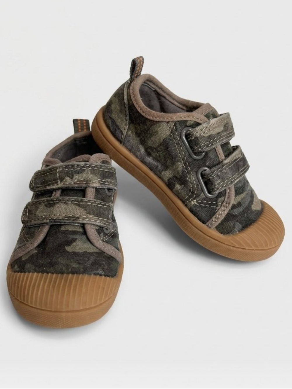 CAT & JACK Parker Canvas Hook & Loop Green & Brown Camo Sneakers Size 8 Toddler